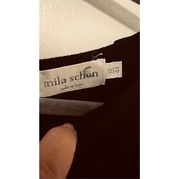 MILA SCHON ITALIAN DESIGNER QUIET LUXURY BLACK PLEATED WOOL DRESS SZ 12 (44) - Picture 6 of 11